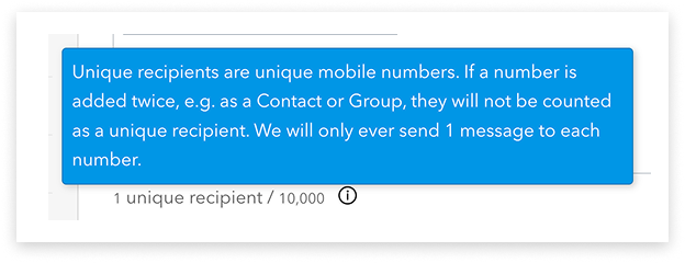 colourful screenshot showing options to add recipients when sending a New Message in Web2SMS